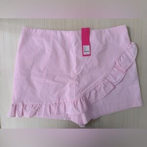 Lilly Pulitzer Faye Skort Capri Coral Seersucker Size 16 NWT